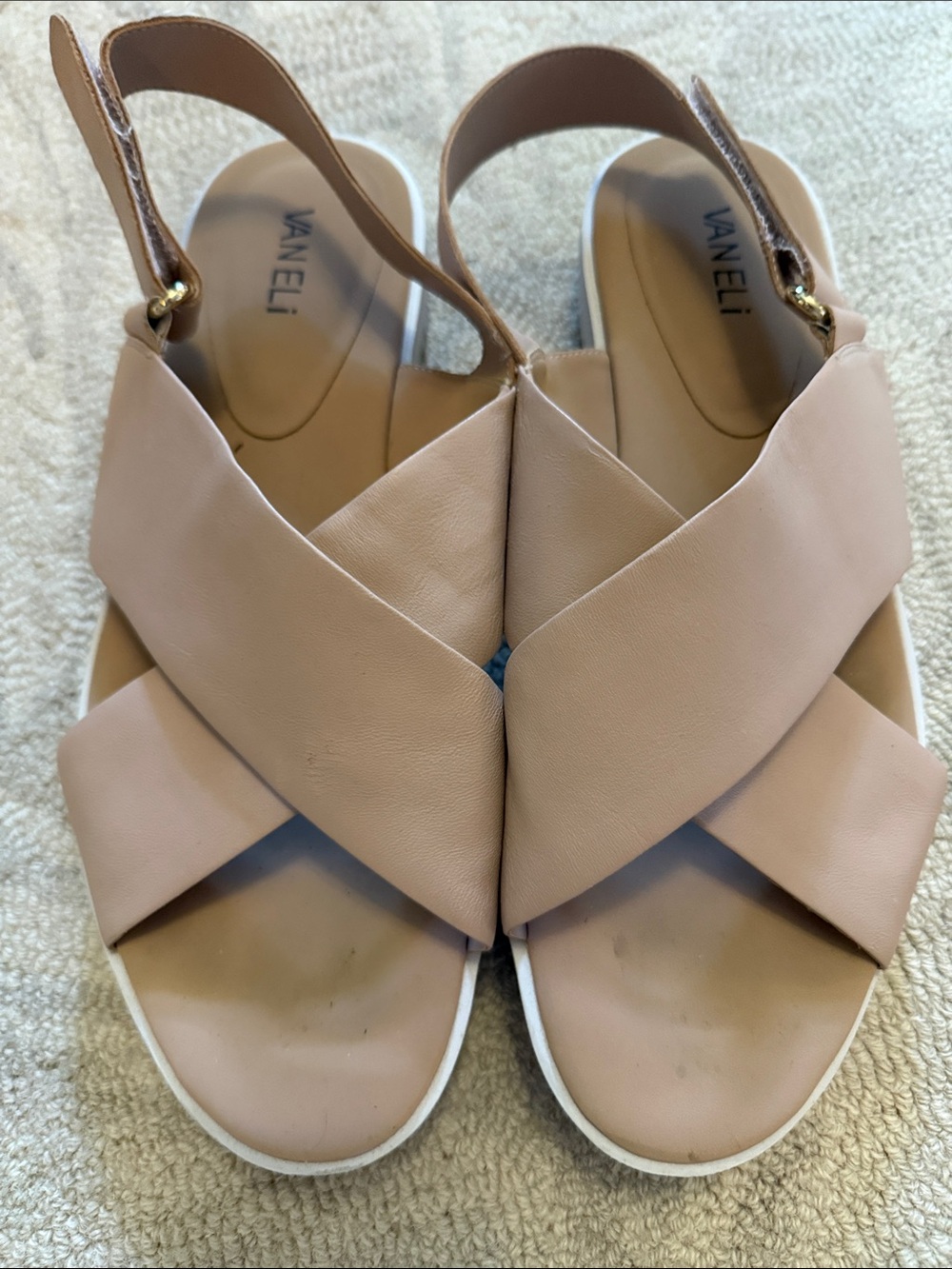 Vaneli Nude Blush Crisscross Slingback Sandals size 12